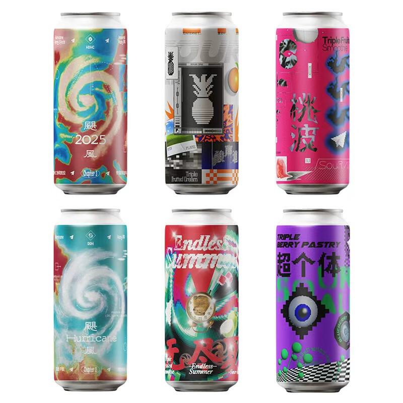纸飞机酿造果泥精酿啤酒无尽夏三倍酸艾尔飓风2025协同效应浑浊 6口味 473mL 6罐 组合装