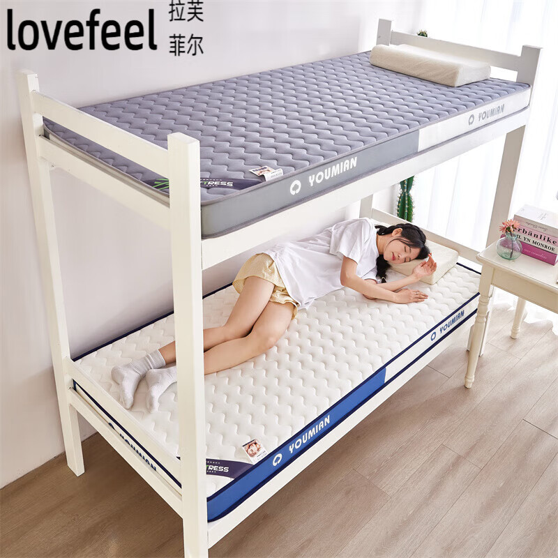 拉芙菲爾字母邊立體款學(xué)生款床墊防螨抗菌單雙人家用宿舍單床墊軟硬適中 立體款(字母邊)-白-波浪 80*190cm-(厚度6cm)