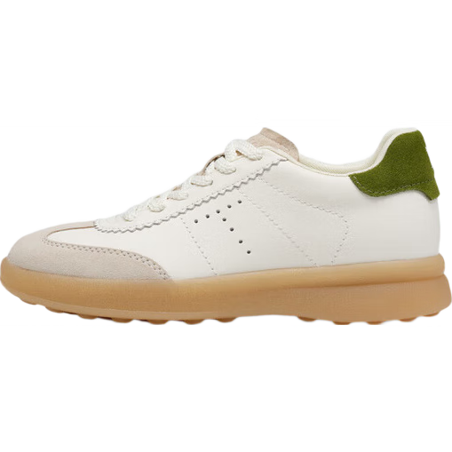 蹀愫2025年秋新透氣內(nèi)增高4CM休閑板鞋拼色百搭德訓鞋TA65324-51 米色/淡灰杏色/深綠色 34