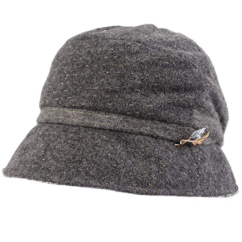 Kenmont毛呢帽子女秋冬天小禮帽英倫盆帽時(shí)尚復(fù)古貝雷帽媽媽帽 深灰色 可調(diào)節(jié)57.5cm）