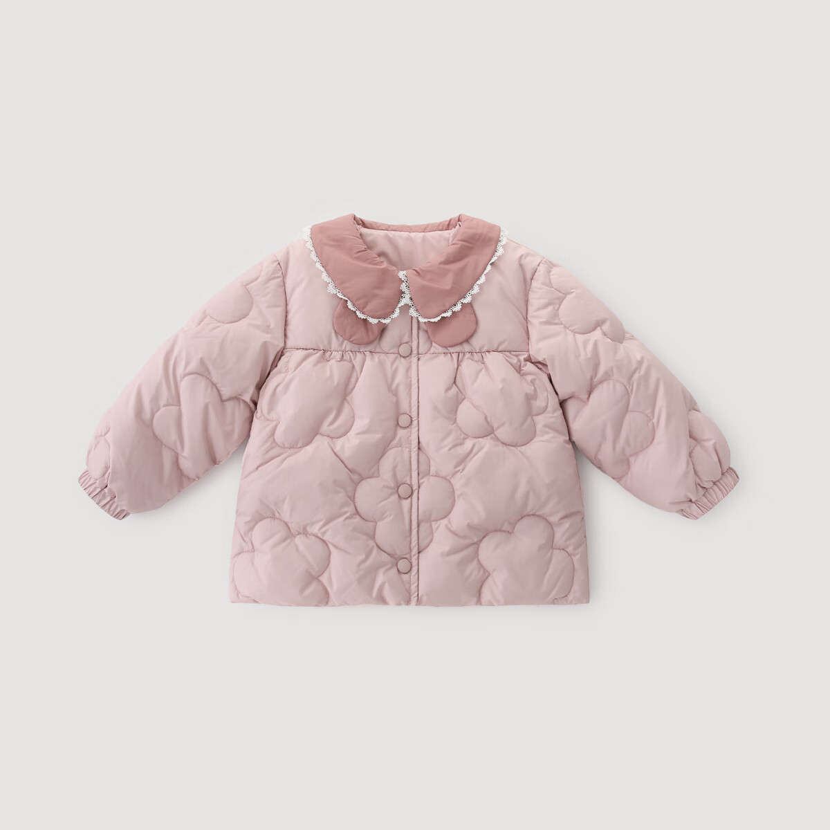 巴厘小猪女童羽绒服冬季2025新款公主风女宝宝外套加厚保暖白鸭绒儿童冬装 珊瑚粉 100 （充绒量57g）