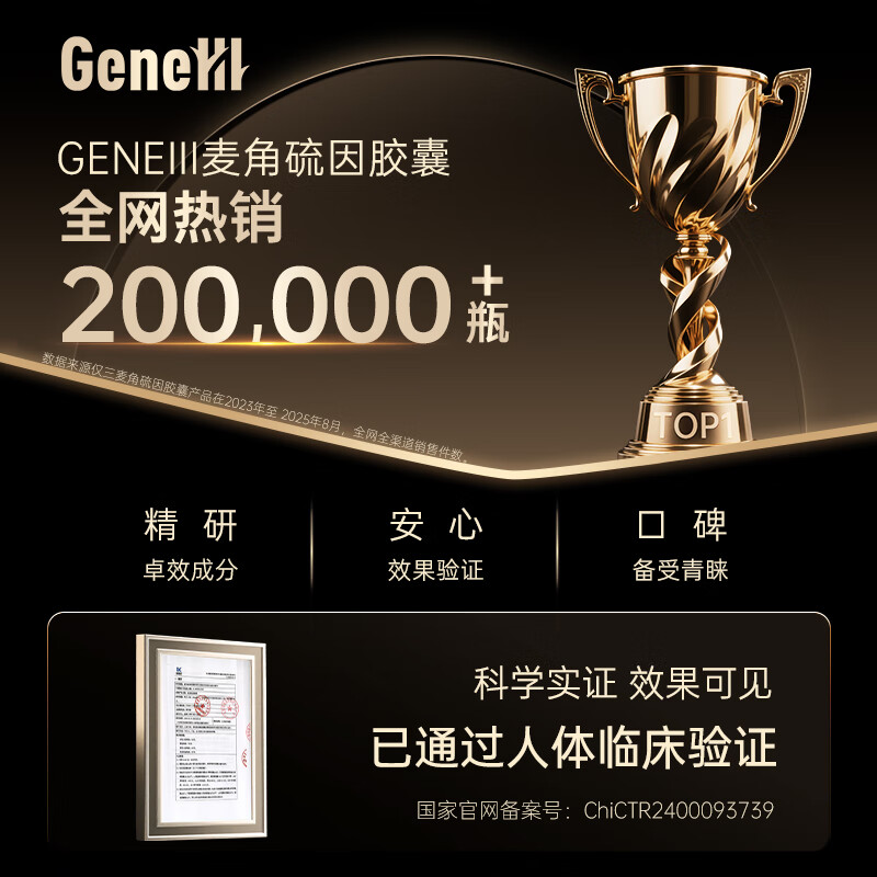 GENEIII仅三麦角硫因护肝胶囊99.99纯度线粒体级护肝熬夜应酬常备60mg/粒 【60mg/粒】肝脏养护 60粒*3盒 (指标可见)
