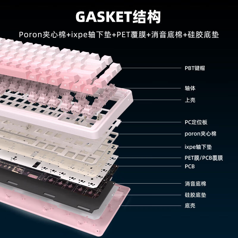 KZZI K75V2 客制化三模机械键盘无线蓝牙有线gasket结构全键热插拔电竞游戏办公笔记本通用RGB灯效 冰川蓝【风雨轴V2】-8000毫安-三模 三模(有线/蓝牙/2.4G) 75%配列(82键)