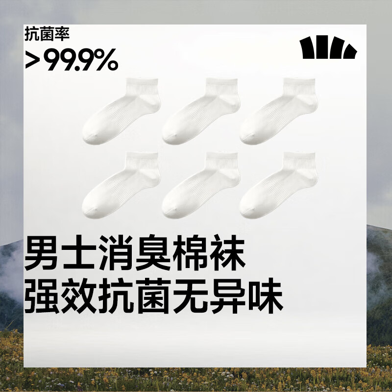 蕉下（beneunder）棉质抗菌短袜亲肤绵柔透气消臭旅游出行星期袜DR012 沁柔白  6双 M 码数 40-45