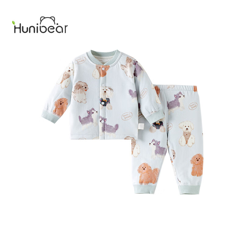 欢喜小熊 婴幼儿家居服套装抗菌防螨宝宝冬季睡衣两件装婴儿保暖冬装衣服 狗狗星球 90