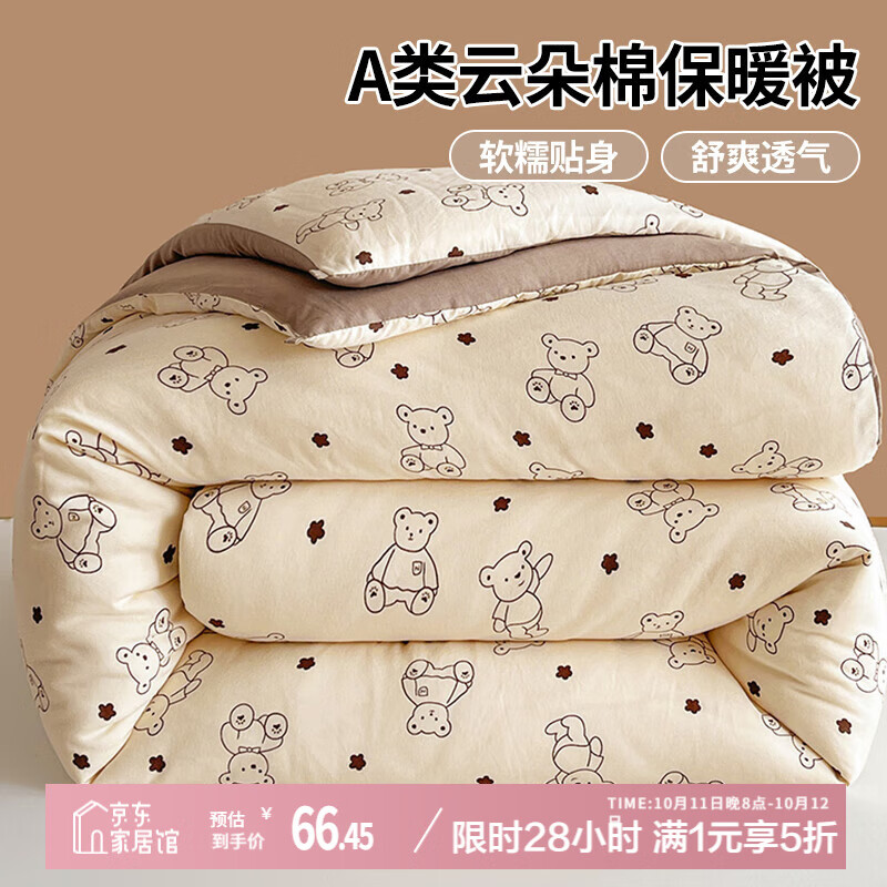艾薇 A类双人被芯纤维被子春秋被双人冬被棉被6斤200*230cm【熊博士】