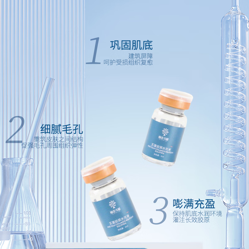 南北斗量居家水光原液护肤品烟酰胺小棕瓶氨甲环酸祛痘精华液抗皱紧致精华 五重胶原 紧致抗皱【5支/盒】+面膜+滚针+操作包