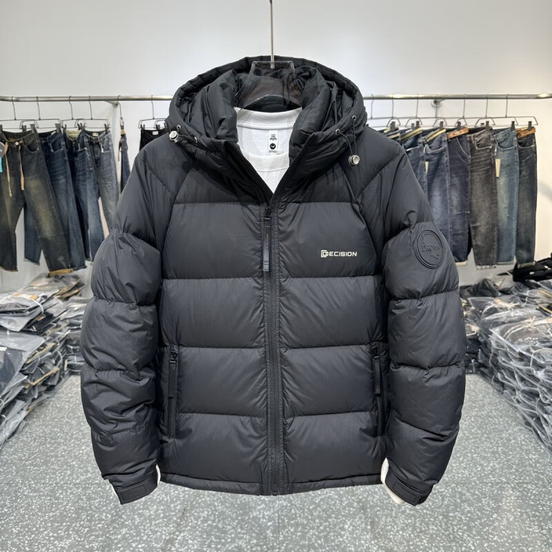 胖 東 来品质羽绒服025新款男士服短款青年百搭保暖潮流连帽加厚 黑色 L 建议(120-135)斤