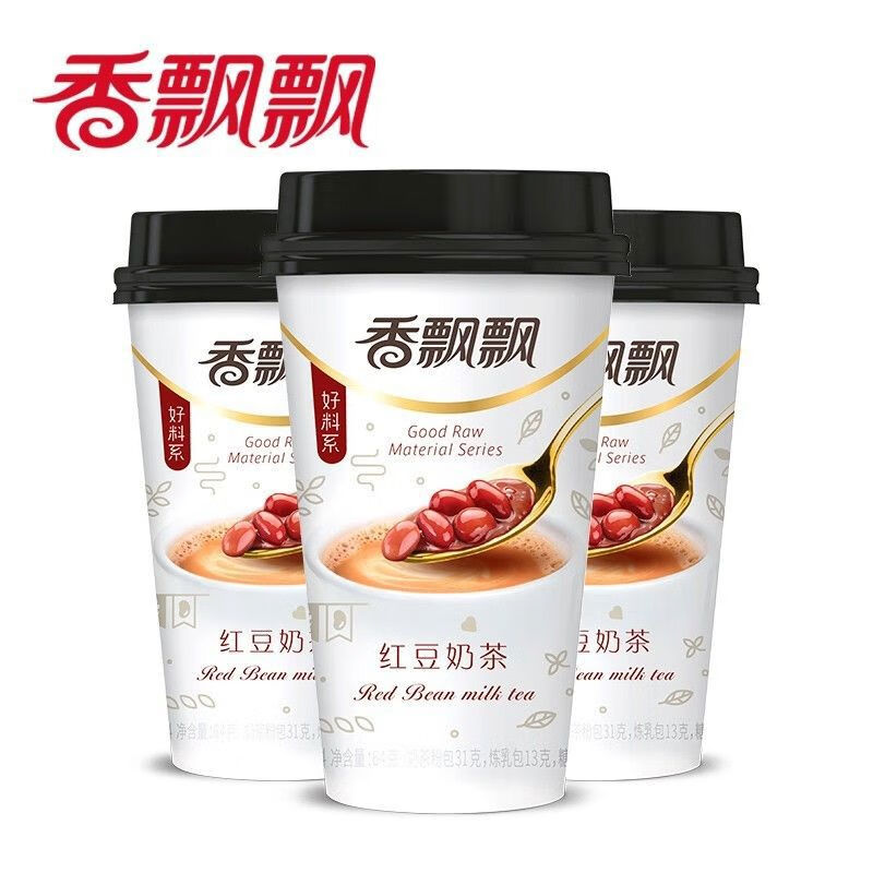 香飄飄好料奶茶紅豆味辦公室休閑速溶沖飲品早餐固體飲料54g6杯 紅豆味好料奶茶54g*6杯裝