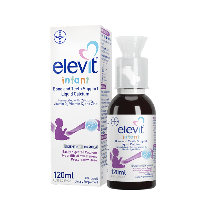 Elevit婴幼儿液体钙120ml 非钙铁锌d3k2液体钙d3 0糖配方7-36个月宝宝