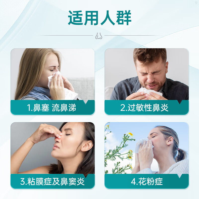 鼻炎喷雾剂韩国原装进口鼻塞通鼻过敏性鼻炎急性鼻炎特 效专用药 4瓶 限时优惠装【多效速通】20ml