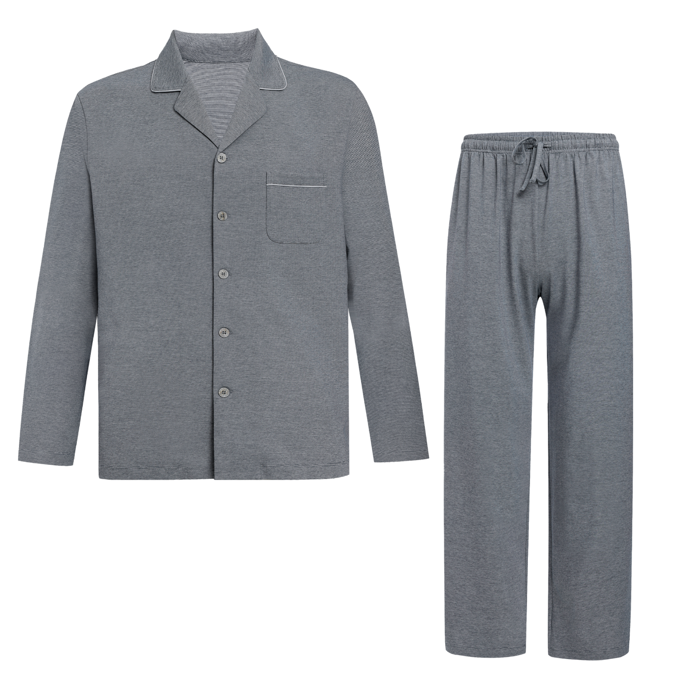 愛慕先生家居服套裝薰衣草睡眠家居男士柔軟素色簡(jiǎn)約長(zhǎng)袖長(zhǎng)褲抗菌睡衣套裝 NS43J483淺灰色-翻領(lǐng) L (170)