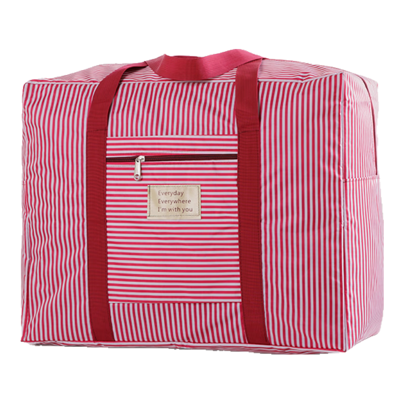 爱之橙旅行衣物收纳袋套拉杆箱行李袋防水装被子的袋子整理袋衣服收纳包 玫红条纹 中号48*38*24cm