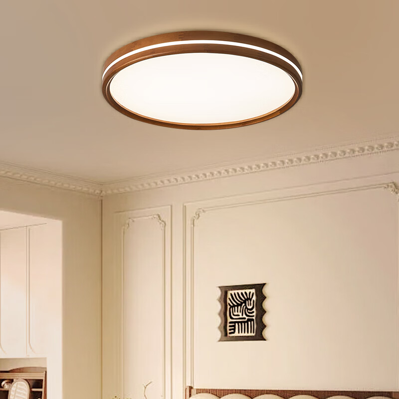 雷士（NVC）全光谱护眼灯客厅吸顶灯复古美拉德中古风卧室新中式灯具-侧透光 48W 25㎡内适用 侧透光-【RA95】分段调光圆灯