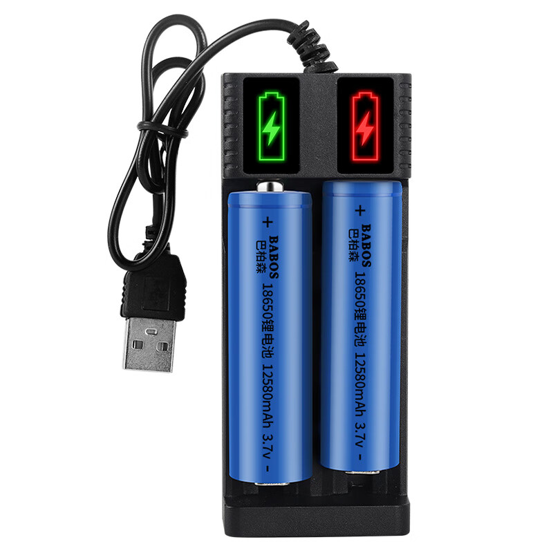 柏图森18650锂电池充电器大容量3.7V强光手电筒唱戏机小风扇头灯喇叭扩 18650尖头1200mAh[1节装]循环充