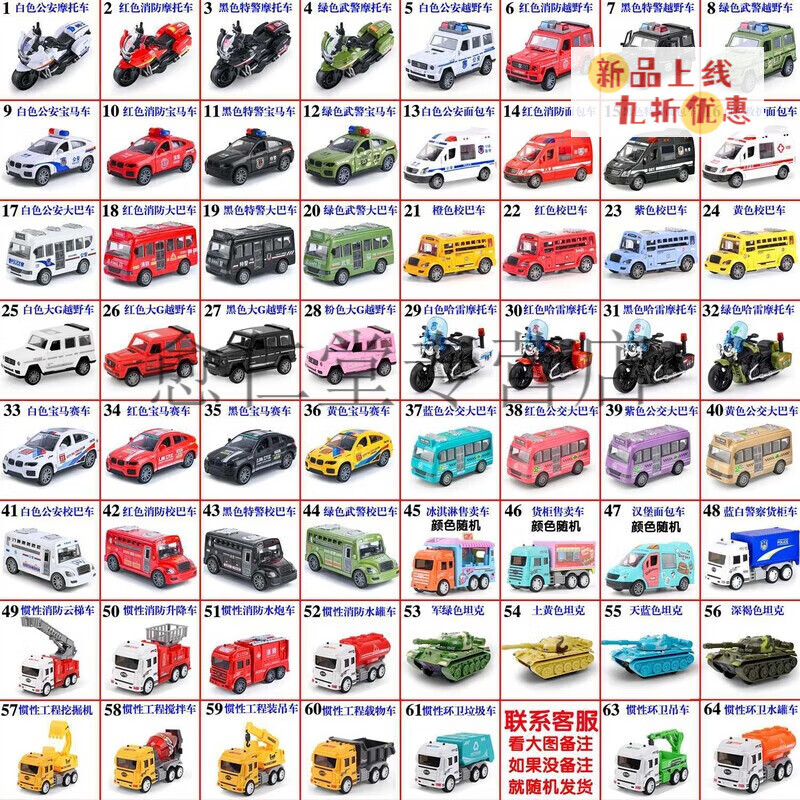 儿童惯性无需电池摩托车消防模型男孩女孩宝宝婴儿玩具车 惯性城市车自选3款