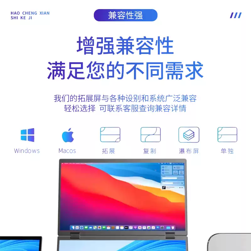 MAJORWAY四屏五屏炒股专用多屏显示器便携屏笔记本扩展分屏三屏可折叠外接副屏Mac mini多屏显示器一线通 24.5吋双屏【win一线通】高刷1080p