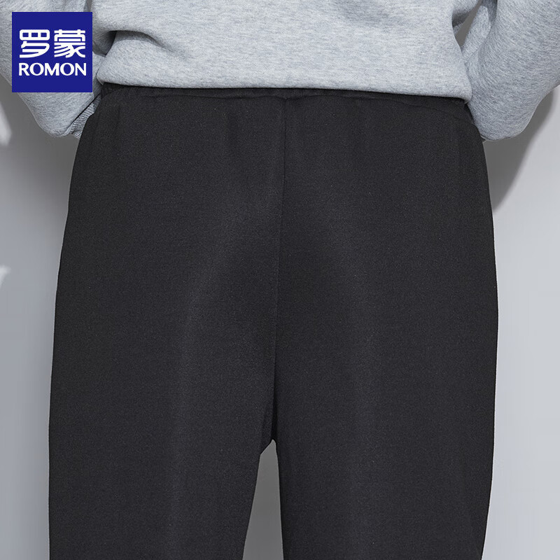 罗蒙（ROMON）休闲卫裤男2025秋冬新款时尚休闲男士束脚粗腿裤运动长裤大码裤子 黑色 XL (建议体重120-140斤)