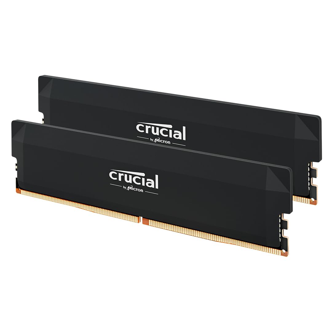 Crucial 英睿达 Pro DDR5电竞内存条 64GB(2x32GB) 6400MHz CL40 黑色散热片 Intel/AMD台式机兼容 镁光 黑色 64GB (2x32GB)