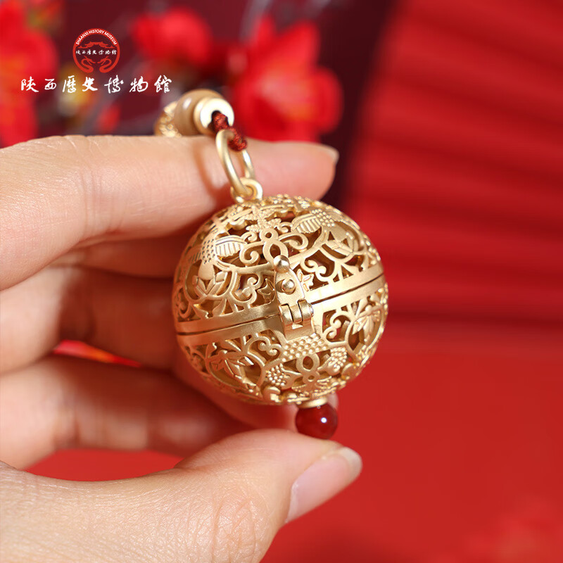 陕西歴史博物館陕西历史博物馆文创蛇年限定款小香囊挂件钥匙扣车载香囊教师礼物 小香囊金色款挂件