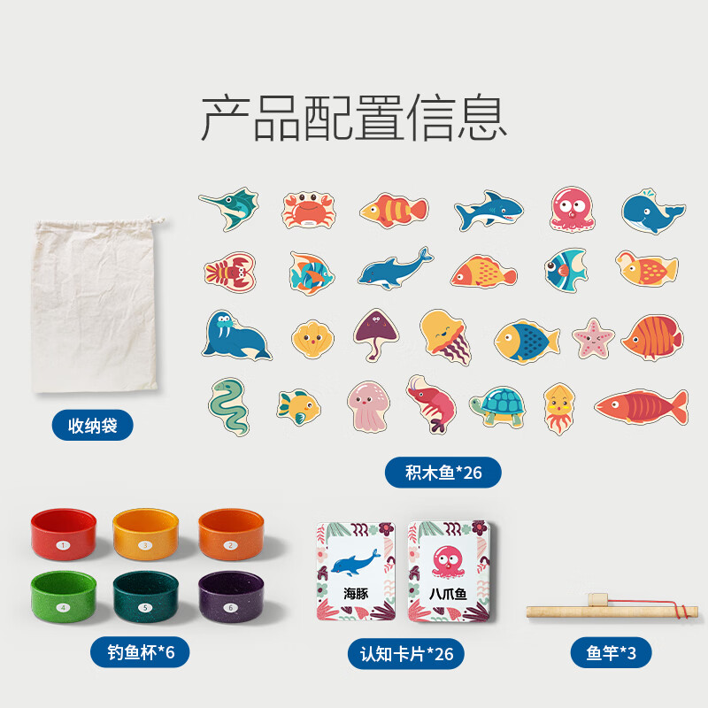 铭塔（MING TA）【精选推荐】新型磁性钓鱼 男女孩早教玩具生日礼物 【新款】6钓杯+26条鱼+2钓竿+26认知卡