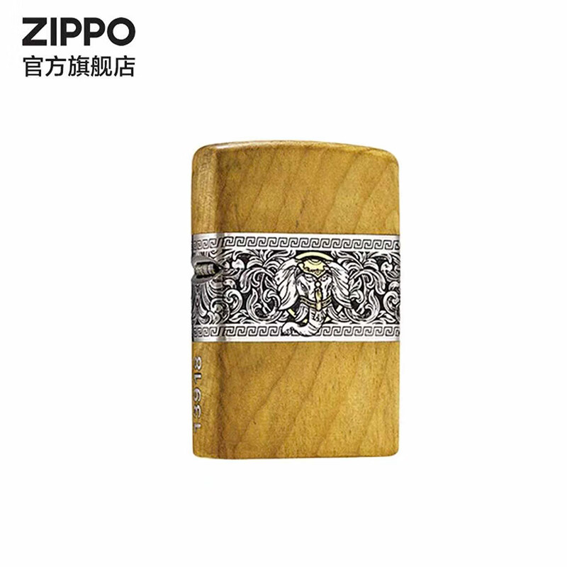 ZIPPO打火机官方旗舰店正品520送老公礼物木制全包裹如意吉象告白礼物 如意吉象-金丝楠木  黑色通用套装