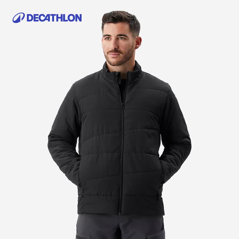 迪卡侬户外运动保暖舒适男式填充棉服夹克 黑色 2121843 S