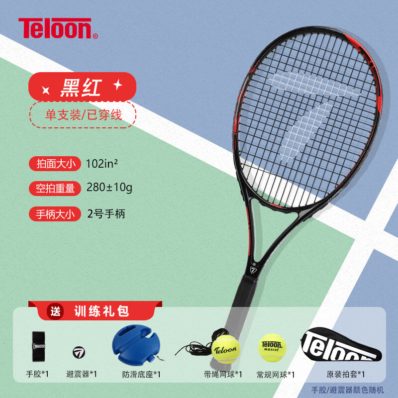 天龙（Teloon）网球拍带线回弹网球初学者训练器大学生男女单人自打套装 MARK II（2号柄）含初学套装