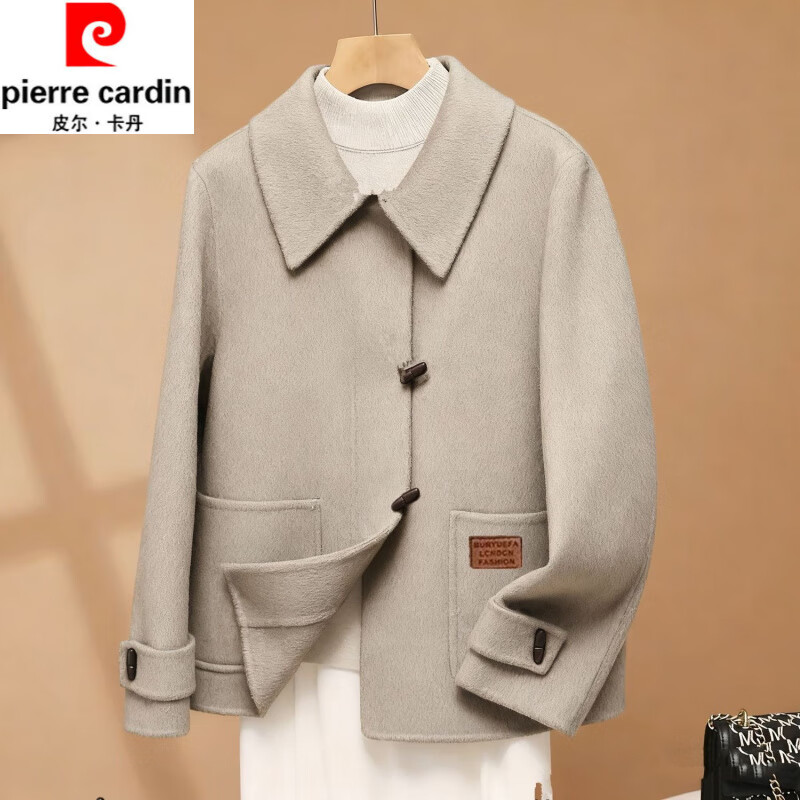 皮尔卡丹（pierre cardin）2026秋冬新款双面呢大衣女短款宽松显瘦羊毛双面呢简约毛呢外套女 燕麦色 M