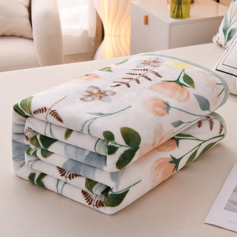 软贝牛奶绒法兰绒毛毯 单双人学生宿舍绒毯床单 午睡空调盖毯子 争艳 150x200cm单毛毯