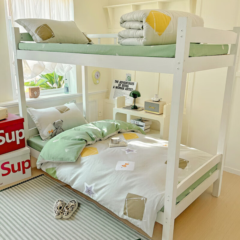 夢潔家紡純棉全棉100棉印花學(xué)生床0.9/1.2宿舍三件套學(xué)校床上用品 懸浮晶 星爍 床單款 0.9  (被套150*200cm)