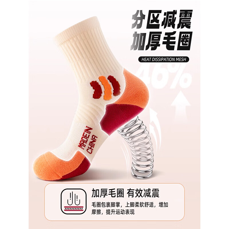 LE.200军训专用袜子女款秋冬季中筒防臭毛巾厚底大学生专业运动款跑步袜 混色-运动专用款 3双 均码 【颜色可选  拍下留言】