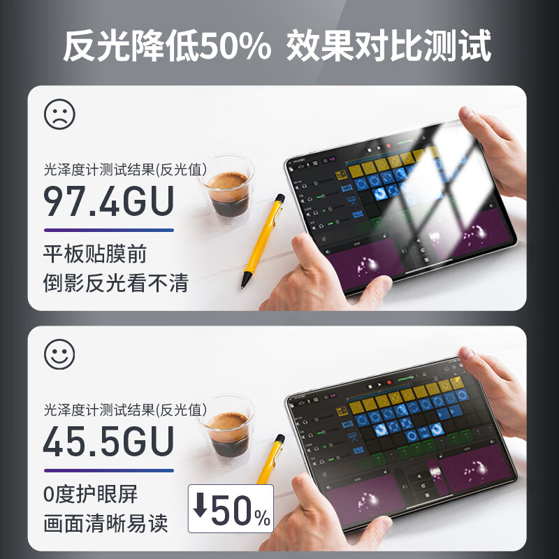 0度适用2025款华为平板钢化膜matepad pro13.2 MATEPADPRO12.2钢化膜柔光护眼防蓝光膜2025款保护膜 华为MatePadmini-8.8英寸 高清高透版-六项防护