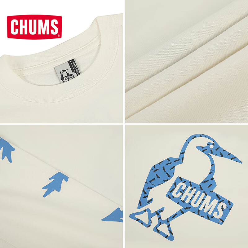 CHUMS洽洽鸟长袖T恤户外休闲卫衣棉质艺术家联名男女同款CH01-2636 CH01-2636-W001 XL （180）