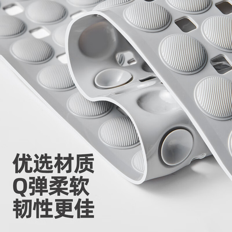 ecoco意可可浴室防滑地垫家用沐浴洗澡吸盘防摔垫浴缸卫生间按摩脚垫子 【卡其色】强吸附不打滑