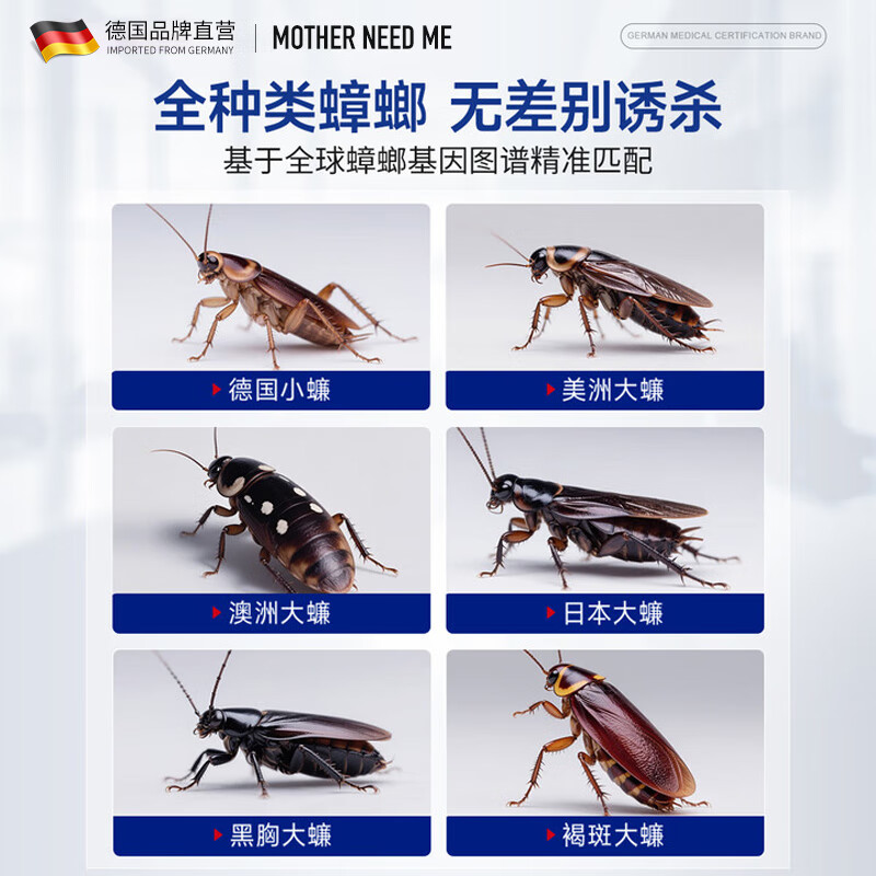 MOTHER NEED ME德国蟑螂药特效强力全窝端虫卵双杀灭除蟑螂神器呋虫胺蟑螂诱饵盒 10枚装【大小蟑螂都爱吃】