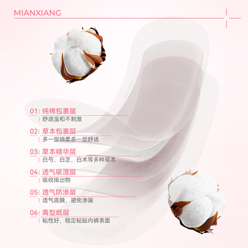 棉享新款雪莲七子小白垫草本粉嫩养护垫纯棉柔软亲肤透气金装礼盒装 棕色礼盒雪莲粉嫩小白垫2件 160mm 96片