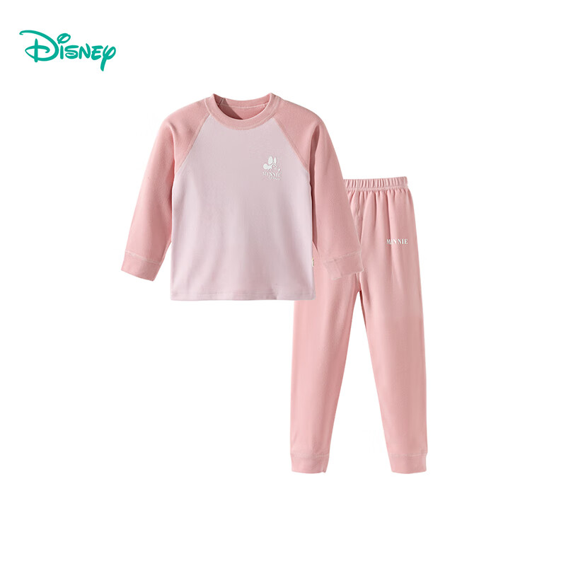 迪士尼(Disney)童装秋季儿童内衣套装男童女童家居服宝宝秋衣裤装两件套 粉色米妮ZD3ET046 120