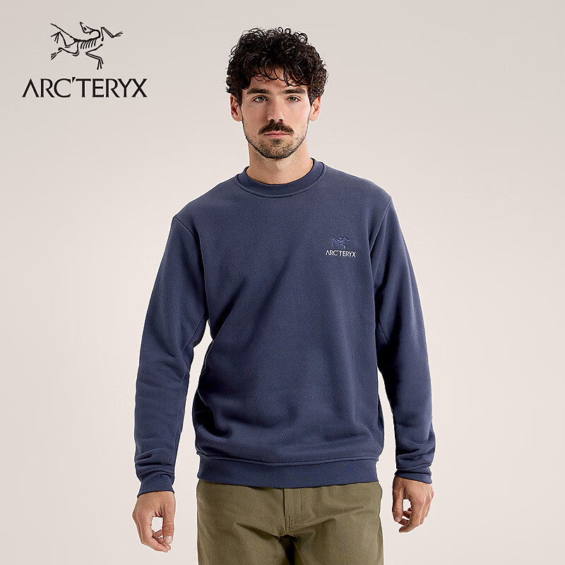ARC&#039;TERYX始祖鸟 EMBLEM FLEECE CREW 男子 抓绒衫 Black Sapphire/蓝黑色 M