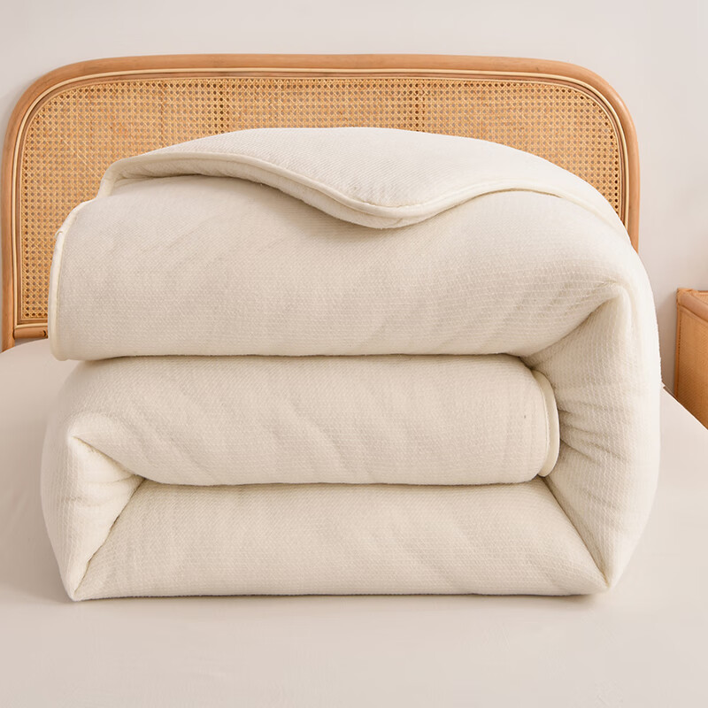 软贝新疆棉花被手工包边棉胎被子被芯鱼鳞网棉絮可盖可垫宿舍保暖棉絮 米白色（约5斤） 200cm*230cm单被芯