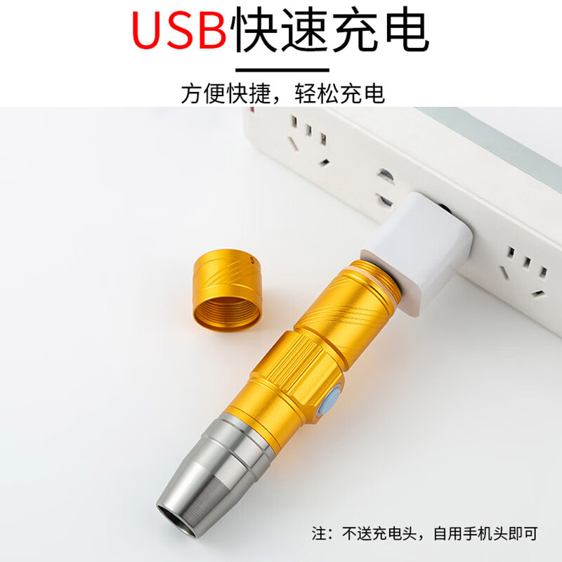 融誉手电筒荧光剂检测笔365nm紫光验钞灯USB充电防伪面膜家用便携检测 USB充电款：防伪荧光检测 外观红