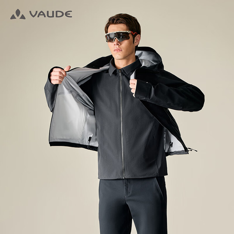 巍德(VAUDE)软壳衣CORDURA防风防水商务行政夹克男防刮蹭简约通勤外套男翻领 VAUDE黑-503 M【推荐身高170-180,130-140斤】