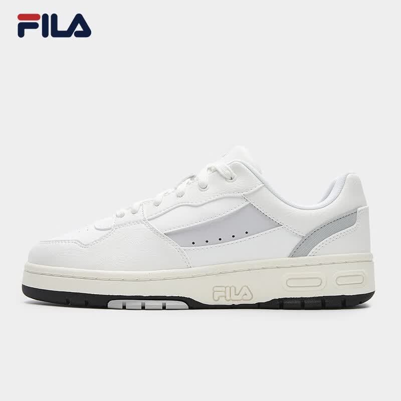 FILA 斐乐官方女鞋TERATACH LOW复古板鞋弯月鞋休闲鞋 明亮白/雨雾灰-BB 37.5