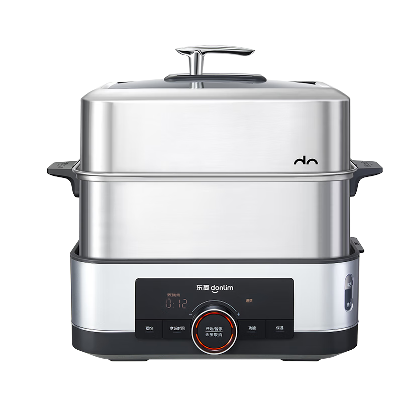 東菱(Donlim)【國家補貼】電蒸鍋多功能蒸汽鍋燉蒸煮一體電蒸箱不銹鋼大容量蒸鍋高溫速蒸DL-1005A+玻璃盒套裝