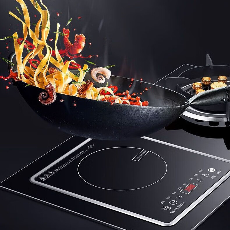 東洋（TOYO）气电两用灶一气一电两用灶电磁炉燃气灶气电灶二合一电磁炉台嵌两用 [左电右气]13腔蓝焰-3500W电磁炉 液化气