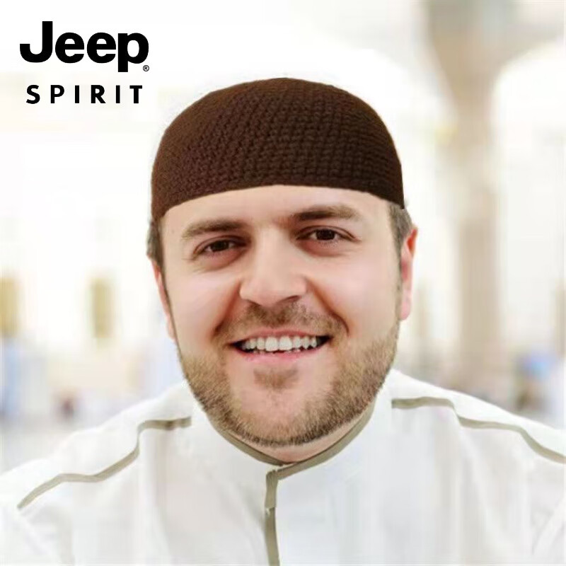 JEEP回族帽子男瓜皮帽针织帽男士透气地主帽回民包头全棉休闲冬 K67-黑色(春夏薄款)高度13-14cm左右回族 55-59(大众头围)