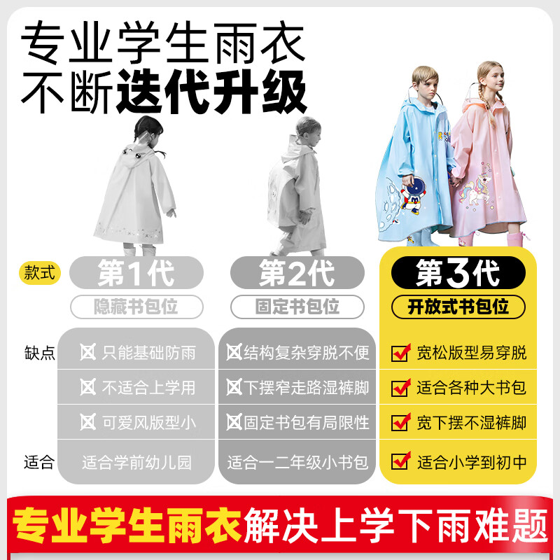 牧萌儿童雨衣男童女童防水全身雨披幼儿园小学生上学专用雨鞋套装雨具 粉独角兽【旗舰款】 L【建议身高100-110cm】