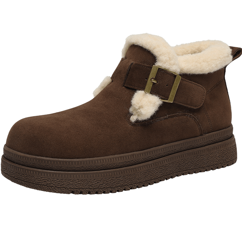 ZHR冬季勃肯鞋女厚底加絨保暖棉鞋女鞋新款防滑雪地靴女AB178B咖色37