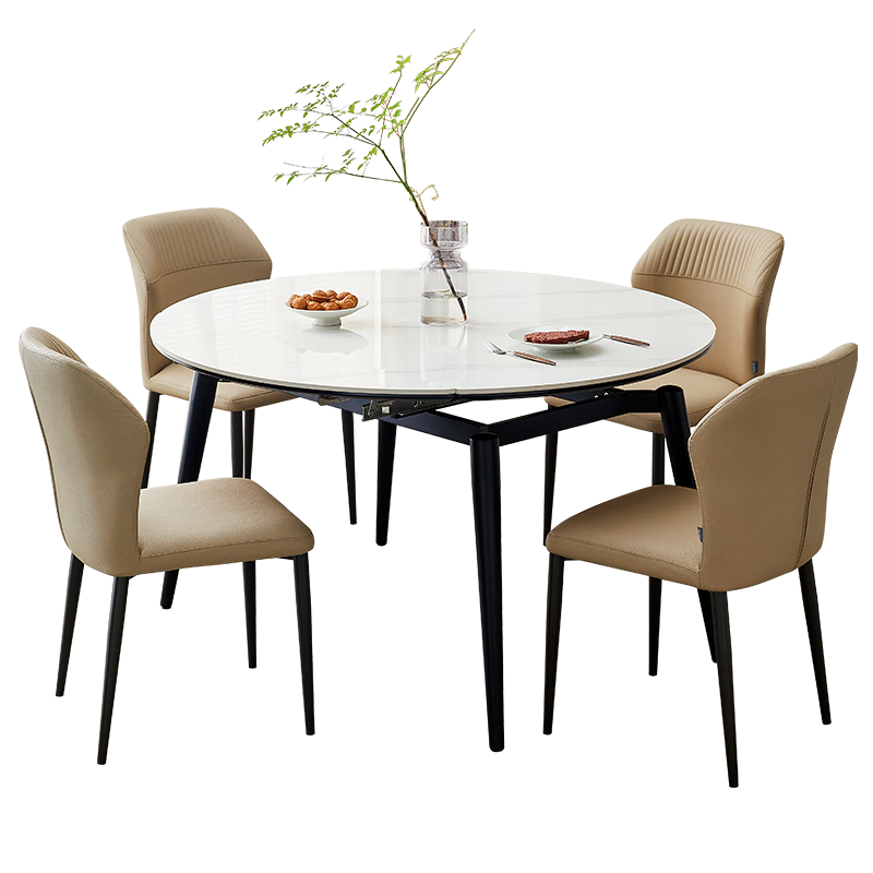 全友家居现代简约餐桌椅子全套可伸缩岩板餐桌子家用6-8人吃饭桌圆桌 1.3米桌 | 一桌六椅 DW1333餐椅