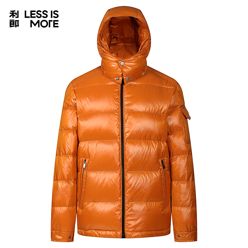 利郎轻时尚男装【商羽鲜绒】羽绒服男可拆卸连帽易打理保暖面包服外套 橙色（3H） 2XL (180)